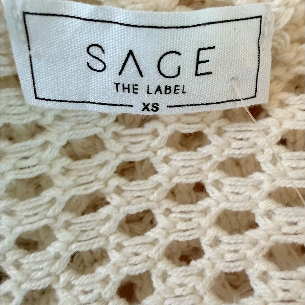 Sage Beige Open-Knit Cropped Sweater - Picture 3 of 5